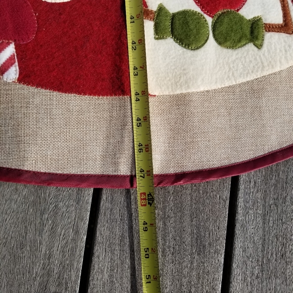 Burlap 48" Round Christmas Tree Skirt Rustic Santa Snowman Cardinal Holly - Picture 14 of 14